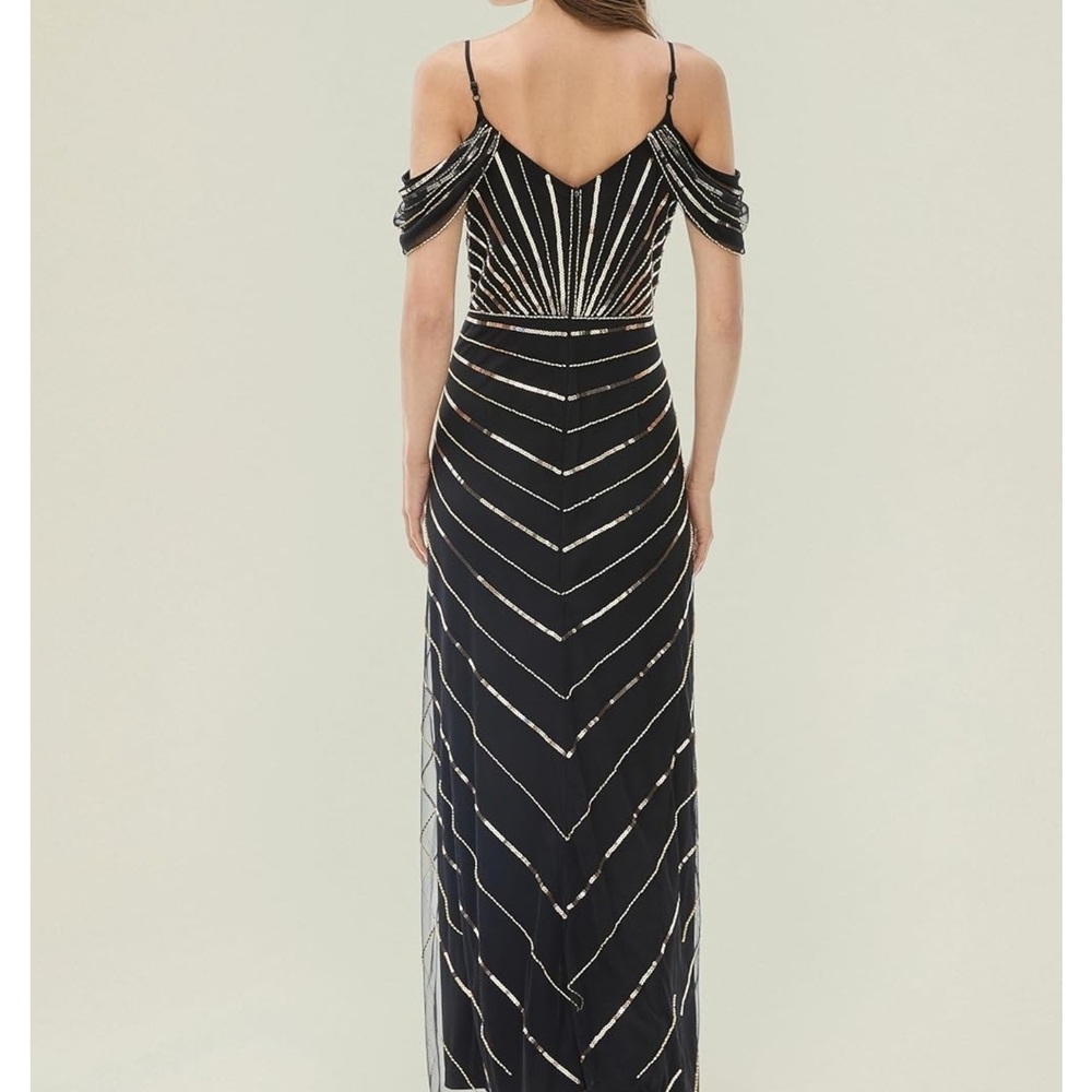 Black and Gold Embellished Gown - Picture 3 of 3